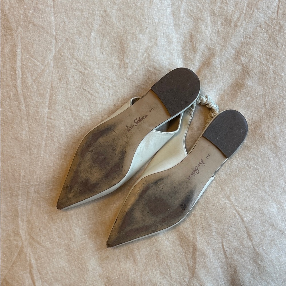 Sam Edelman Cream Women's Slingback Flats Shoes - Picture 2 of 3